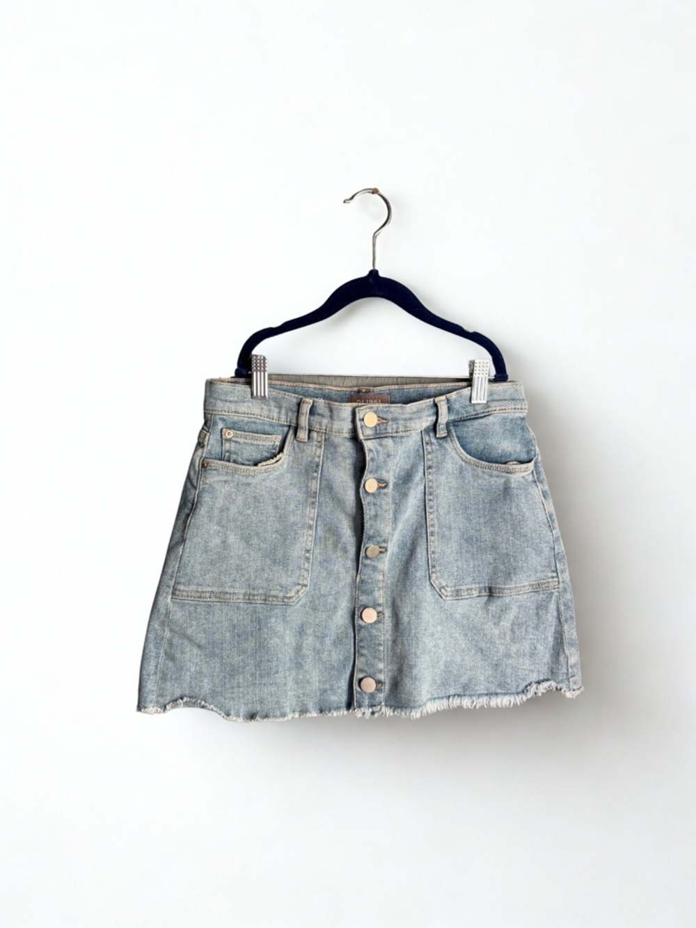 DL1961 Light Blue Button-Front Denim Mini Skirt
